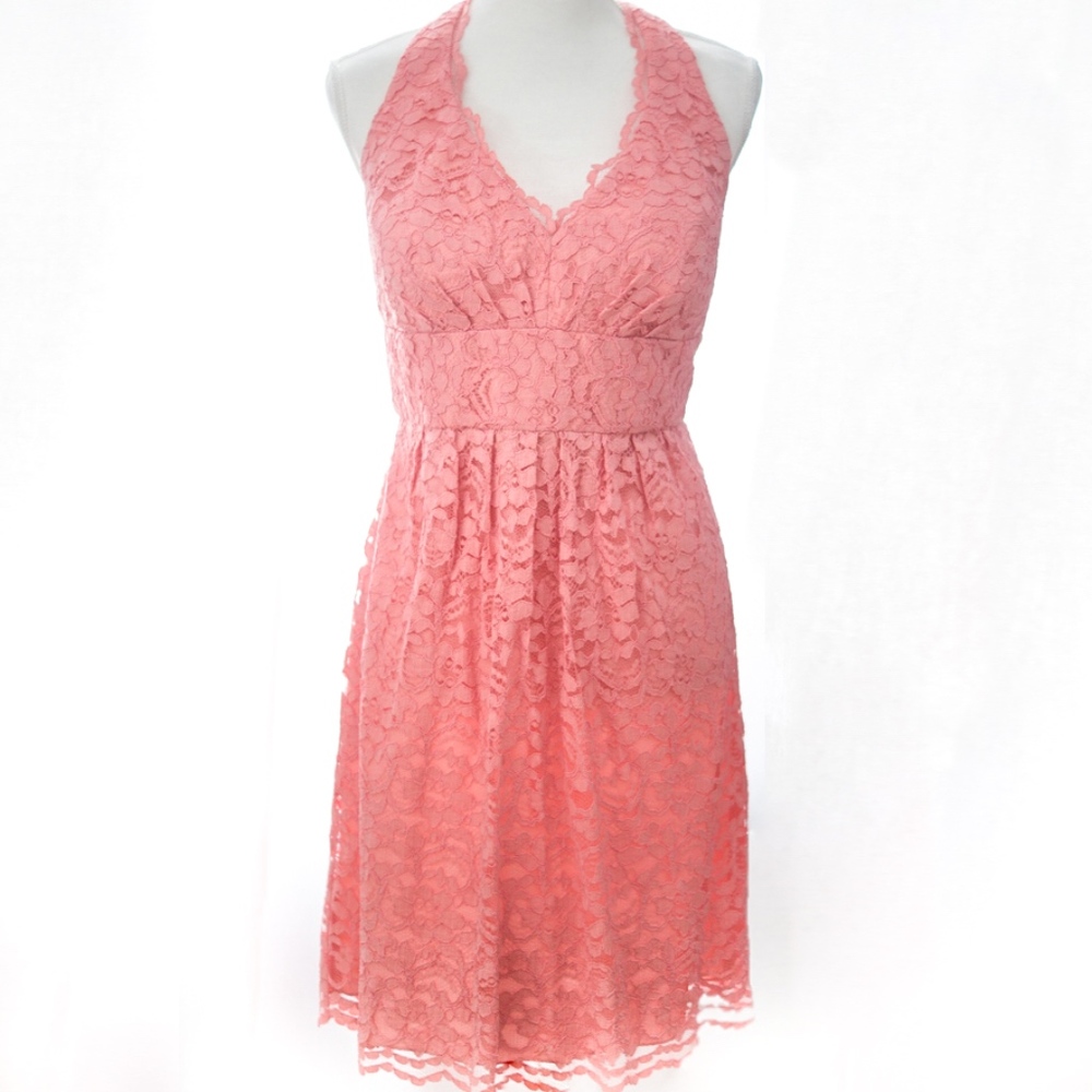 David's Bridal Lace Halter Dress, Parfait Size 16